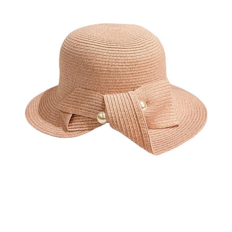 定制高品質時尚女士折疊桶天然稻草沙灘太陽帽
