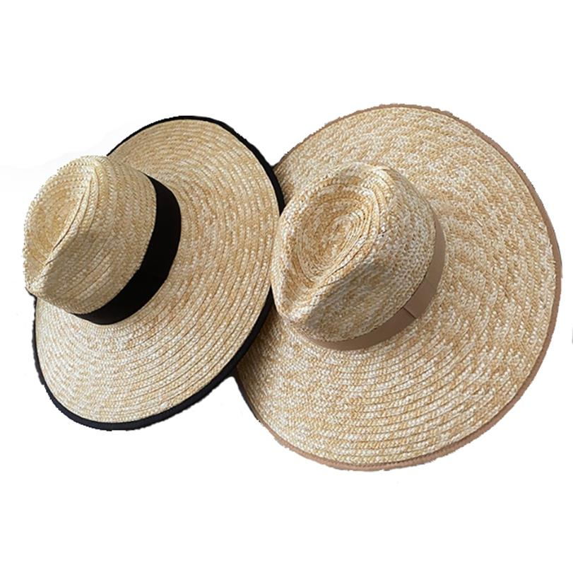 热卖超品质夏季小麦草帽平宽边草帽狩猎编织帽子