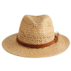 女式男式纸夏季太阳沙滩草编软呢帽户外宽檐帽带