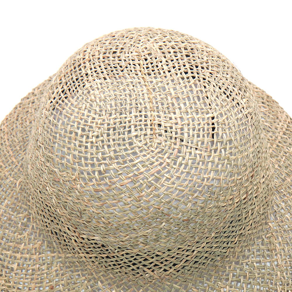 圆顶钟形海藻海草草帽户外旅行遮阳沙滩帽暑假渔夫草桶帽